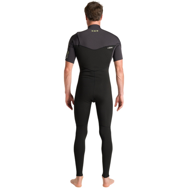 2026 C-Skins Mens NuWave Session Lite 2/ 2mm Chest Zip Short Arm Wetsuit C-NSEL22SAM - Black / Meteor